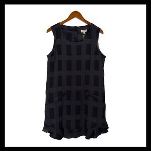 Elegant Black and Gray Checkered Mini Dress